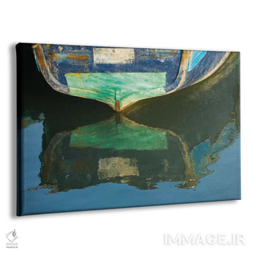 تابلو مراکش، الصویره. جلوهای هنری از قایق چوبی شناور در بندر با افکت آبرنگ اثر برندا ثارپ - نمای پرسپکتیو محصول