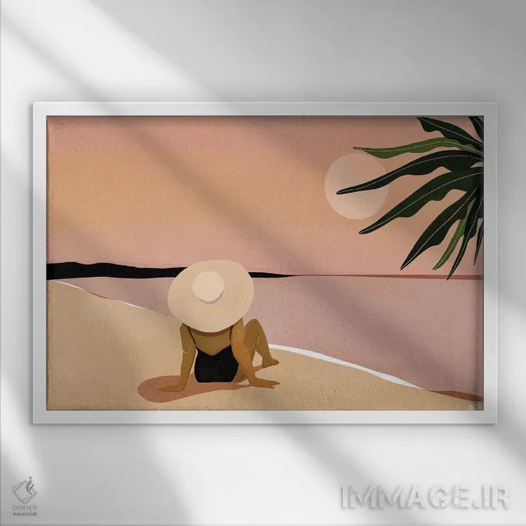 تابلو نگاه به ساحل اثر بریا نیکول - نمای قابدار سفید