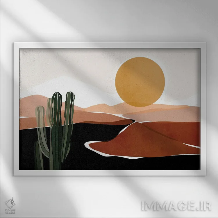 تابلو آرامش بیابان اثر بریا نیکول - نمای قابدار سفید