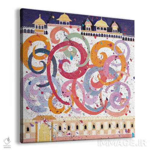 تابلو جشن هولی (جشن رنگ هندی) اثر بریت بردال نیلسن - نمای پرسپکتیو محصول