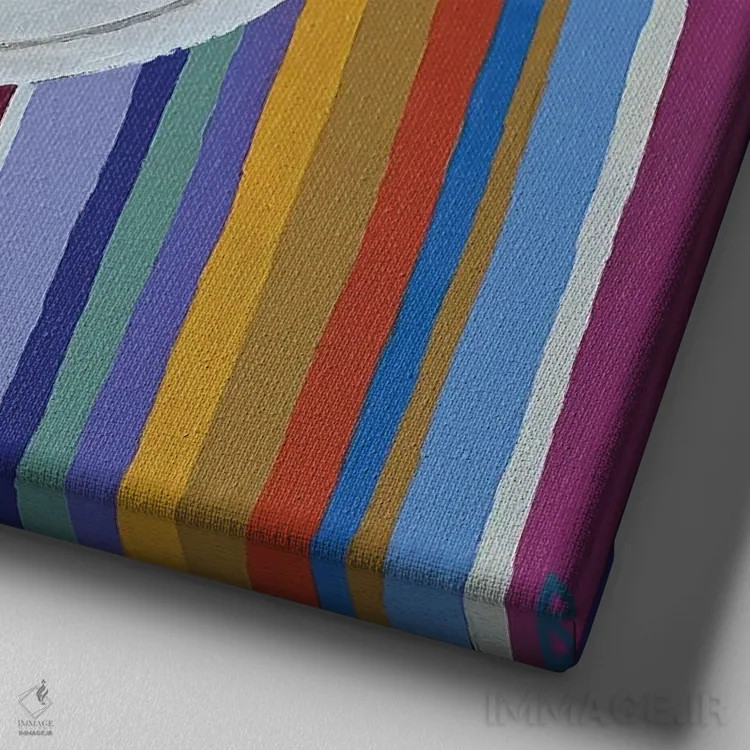 تابلو سکه چینی روی ابریشم راهراه اثر بریت بردال نیلسن - نمای نزدیک بافت بوم