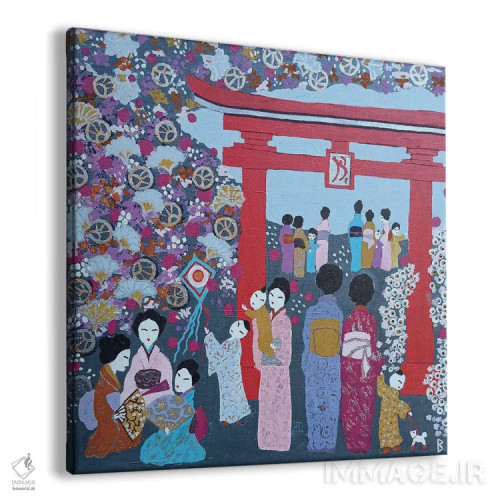 تابلو گردهمایی شاد کنار دروازه توریی (ژاپنی) اثر بریت بردال نیلسن - نمای پرسپکتیو محصول