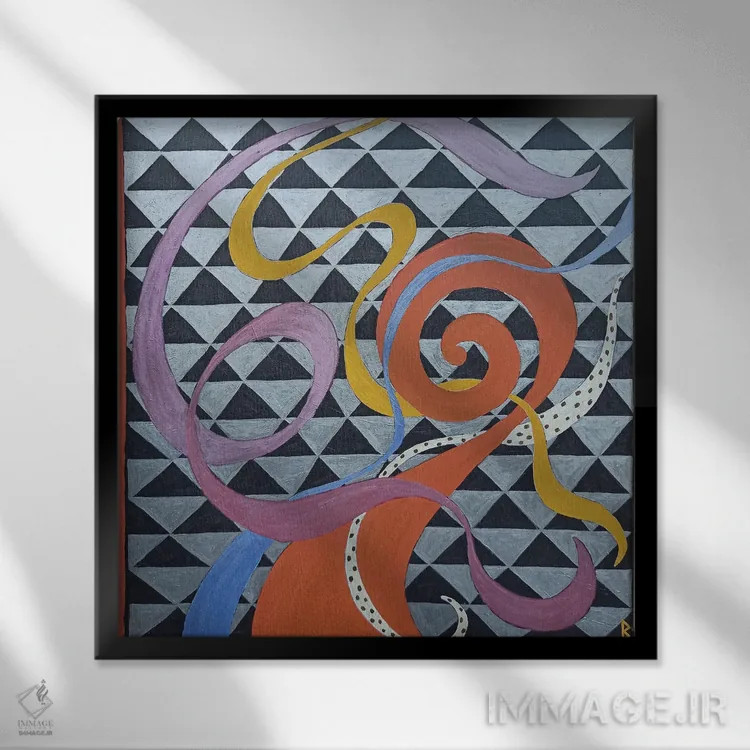 تابلو مارپیچ قرمز اثر بریت بردال نیلسن - نمای قابدار مشکی