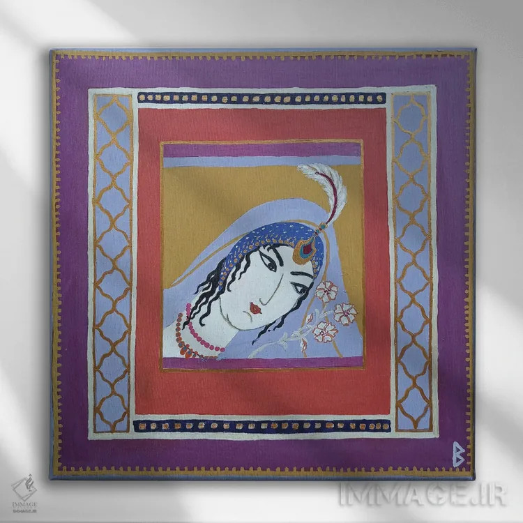 تابلو بانوی ایرانی اثر بریت بردال نیلسن - نمای روبهرو روی دیوار