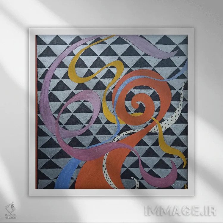 تابلو مارپیچ قرمز اثر بریت بردال نیلسن - نمای قابدار سفید