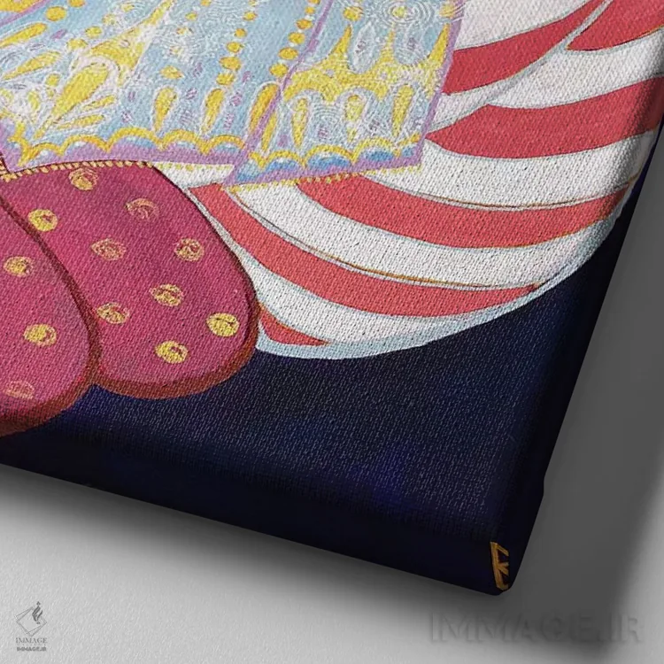 تابلو عمامه I (هند) اثر بریت بردال نیلسن - نمای نزدیک بافت بوم