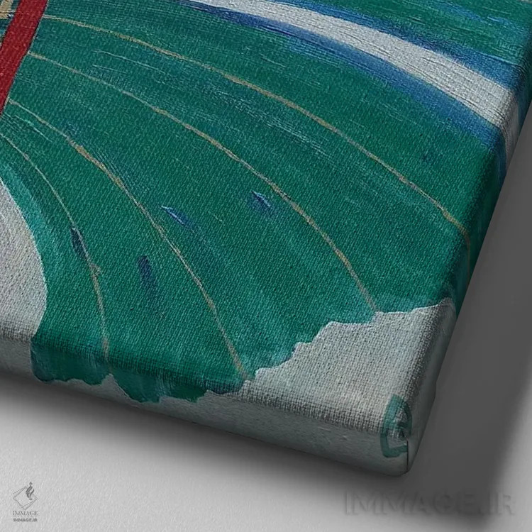 تابلو برگ جینکو اثر بریت بردال نیلسن - نمای نزدیک بافت بوم