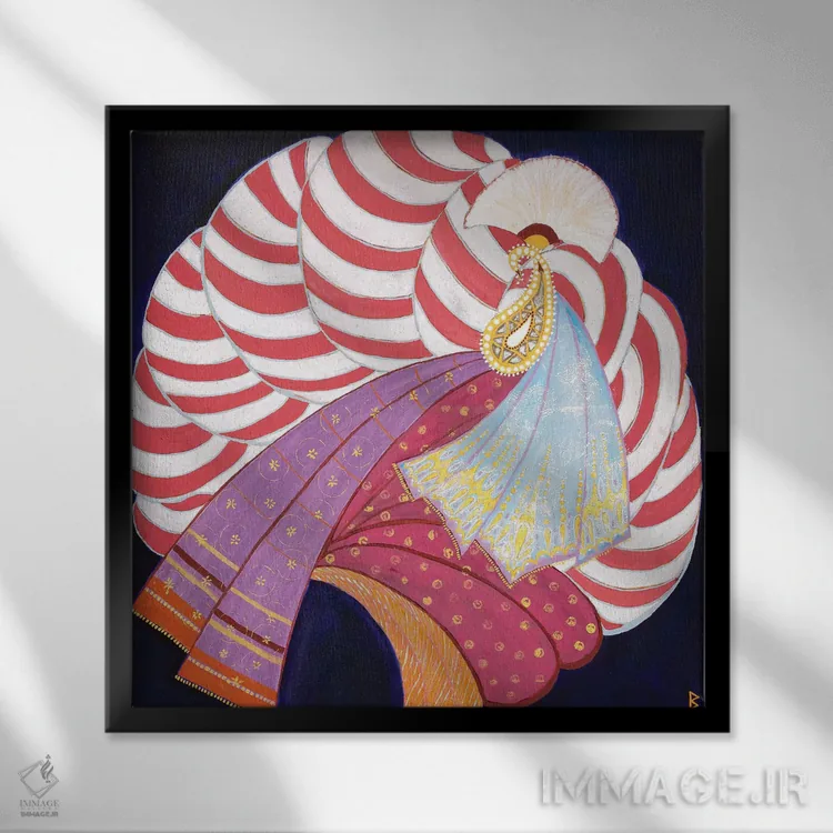 تابلو عمامه I (هند) اثر بریت بردال نیلسن - نمای قابدار مشکی