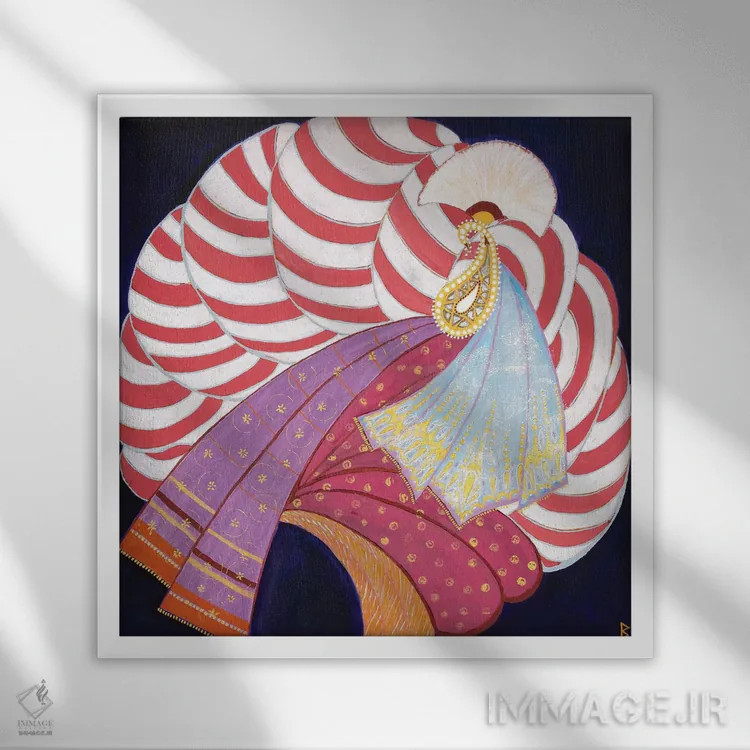 تابلو عمامه I (هند) اثر بریت بردال نیلسن - نمای قابدار سفید