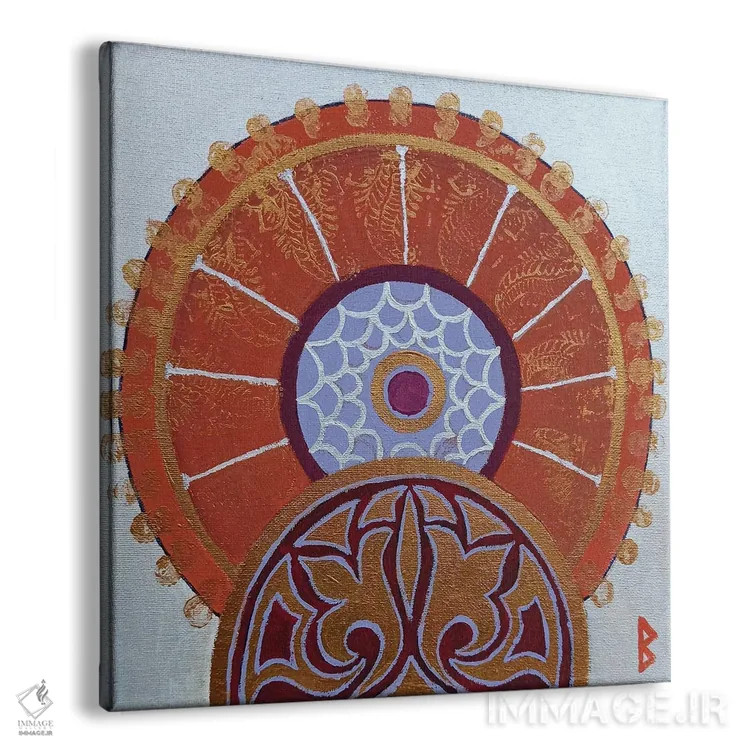 تابلو الهام هندی با بادبزن دستی قرمز اثر بریت بردال نیلسن - نمای پرسپکتیو محصول