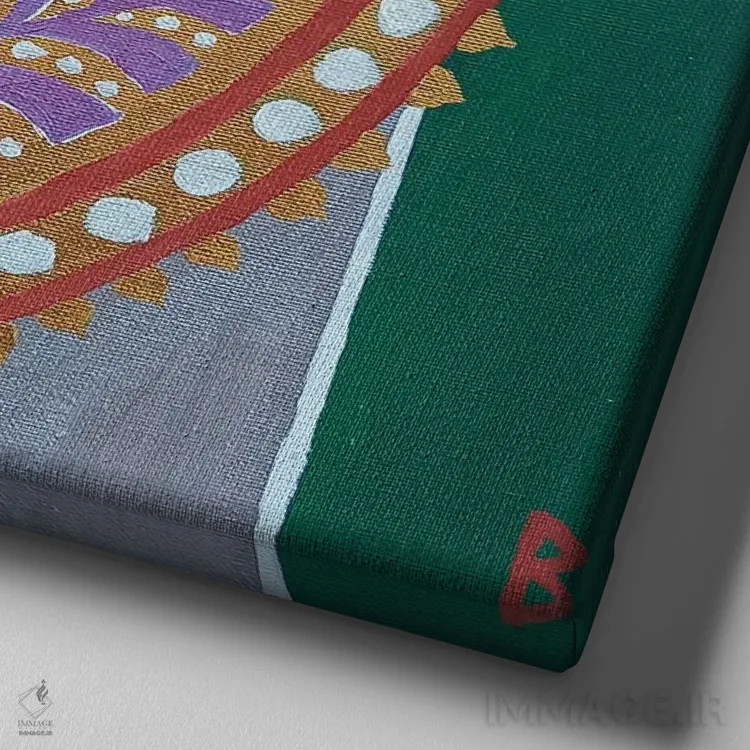 تابلو نقش پیزلی هندی (بته جقه هندی) اثر بریت بردال نیلسن - نمای نزدیک بافت بوم