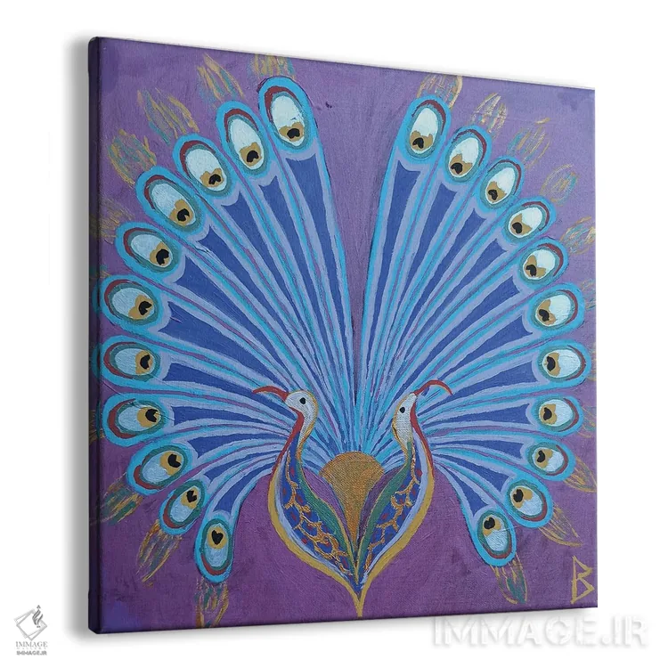 تابلو طاووس دوتایی ایرانی اثر بریت بردال نیلسن - نمای پرسپکتیو محصول