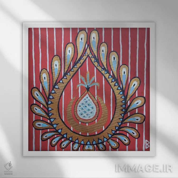 تابلو پارچه ابریشمی ترکیهای اثر بریت بردال نیلسن - نمای قابدار سفید