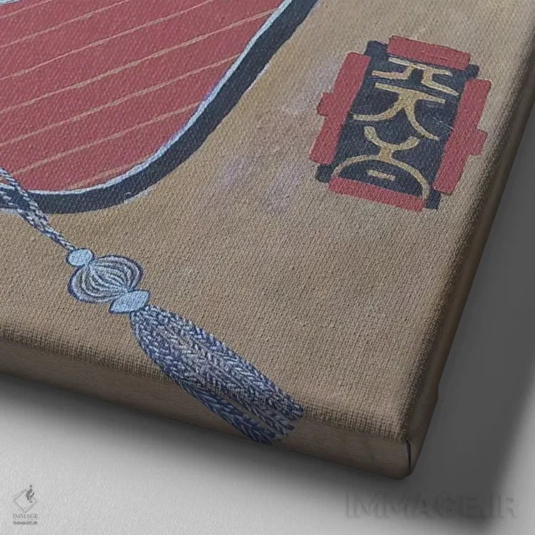 تابلو بادبزن دستی ژاپنی اثر بریت بردال نیلسن - نمای نزدیک بافت بوم