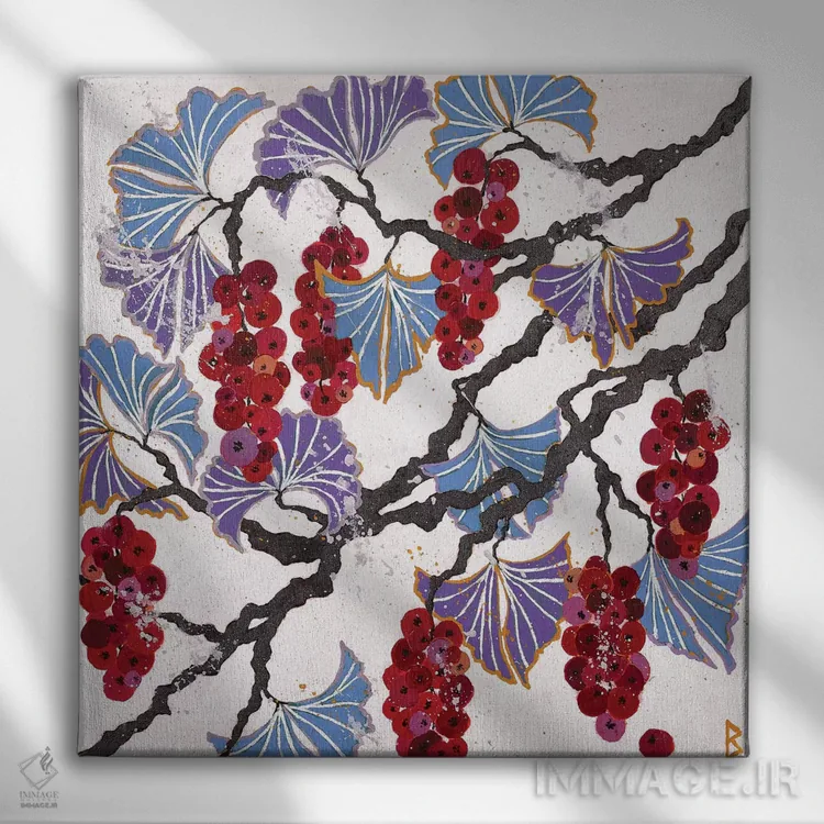 تابلو توتهای قرمز اثر بریت بردال نیلسن - نمای روبهرو روی دیوار