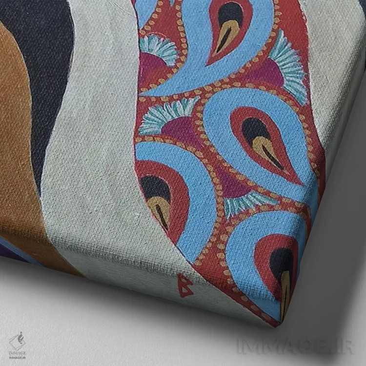 تابلو هارمونی جاده ابریشم اثر بریت بردال نیلسن - نمای نزدیک بافت بوم