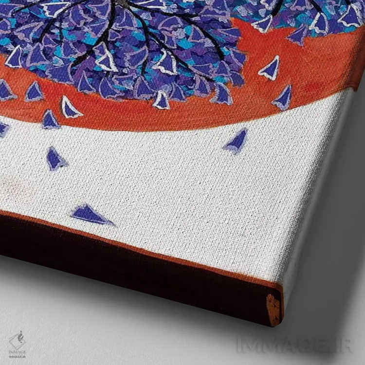 تابلو لانههای پرندگان در درخت ژاکاراندا اثر بریت بردال نیلسن - نمای نزدیک بافت بوم