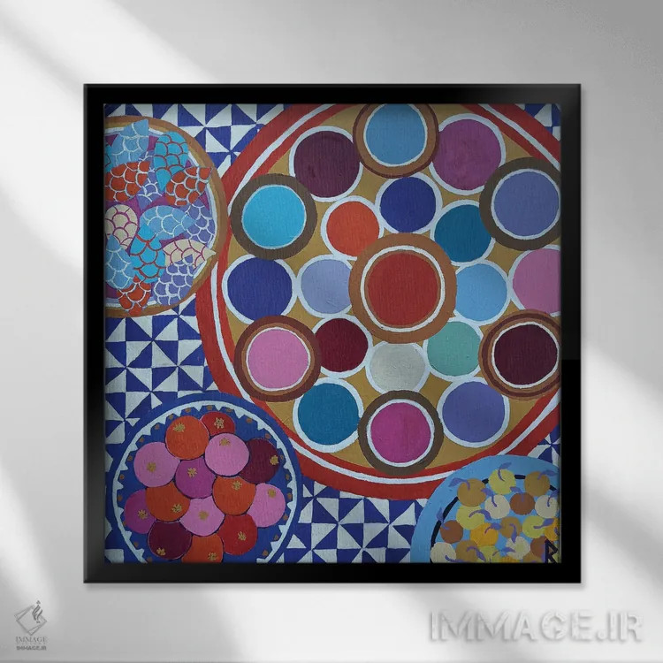 تابلو بازار ادویه مراکشی اثر بریت بردال نیلسن - نمای قابدار مشکی