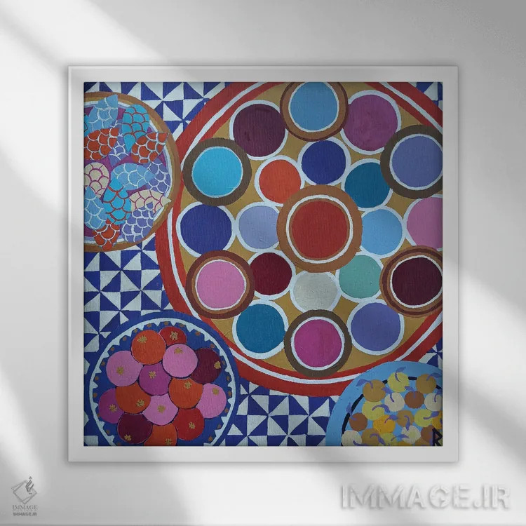 تابلو بازار ادویه مراکشی اثر بریت بردال نیلسن - نمای قابدار سفید