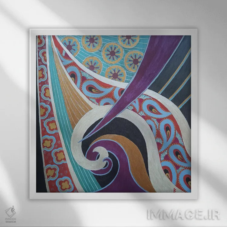 تابلو هارمونی جاده ابریشم اثر بریت بردال نیلسن - نمای قابدار سفید