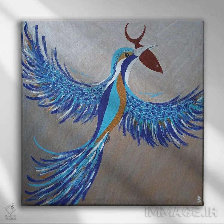 تابلو مرغ ماهیخوار با شکار اثر بریت بردال نیلسن - نمای روبهرو روی دیوار