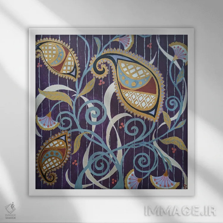 تابلو الهام جاده ابریشم اثر بریت بردال نیلسن - نمای قابدار سفید