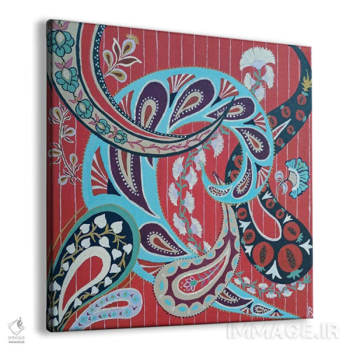 تابلو نقش پیزلی قرمز (بتهجقه قرمز) اثر بریت بردال نیلسن - نمای پرسپکتیو محصول
