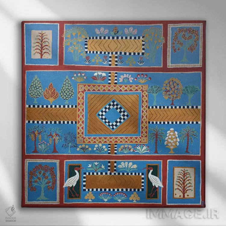 تابلو باغ بهشتی آبی اثر بریت بردال نیلسن - نمای روبهرو روی دیوار