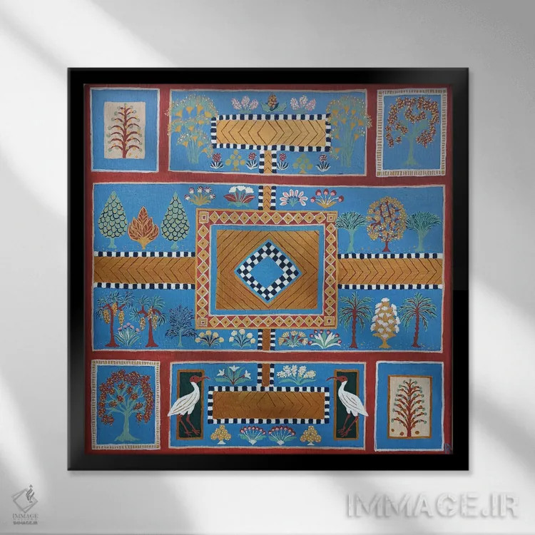 تابلو باغ بهشتی آبی اثر بریت بردال نیلسن - نمای قابدار مشکی