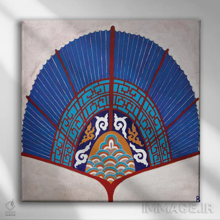 تابلو بادبزن چینی II اثر بریت بردال نیلسن - نمای روبهرو روی دیوار