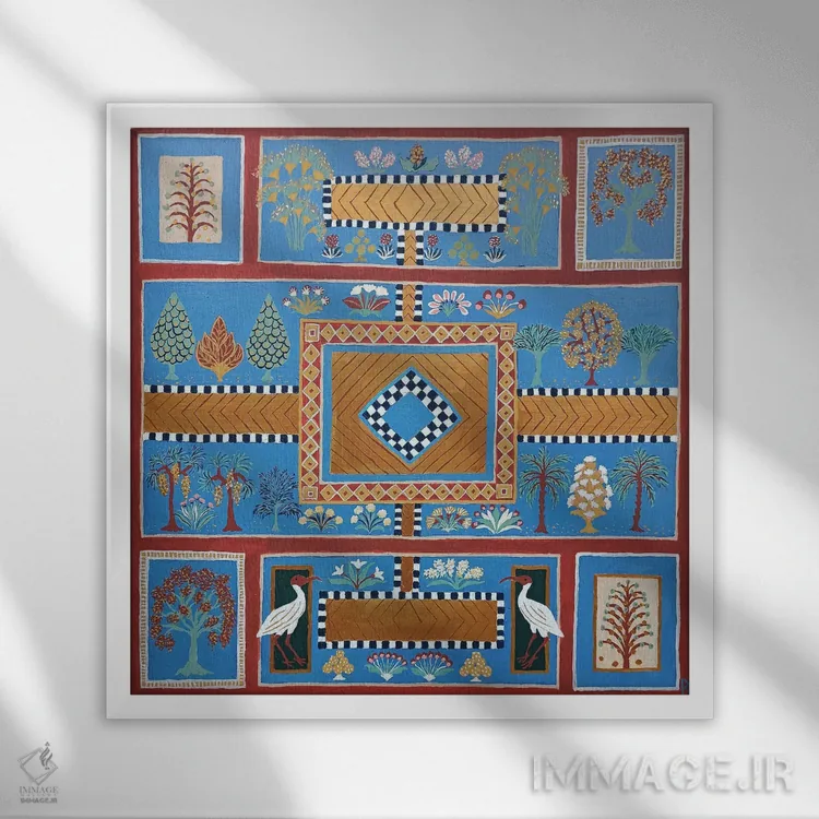 تابلو باغ بهشتی آبی اثر بریت بردال نیلسن - نمای قابدار سفید