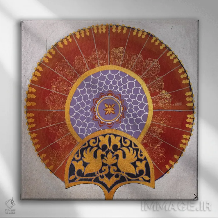 تابلو بادبزن هندی III اثر بریت بردال نیلسن - نمای روبهرو روی دیوار