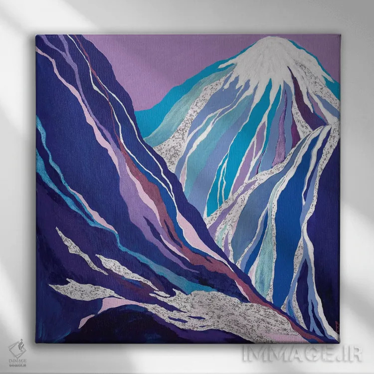تابلو آخرین برف در کوههای آبی در حال ذوب شدن اثر بریت بردال نیلسن - نمای روبهرو روی دیوار