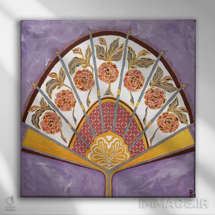 تابلو بادبزن ایرانی اثر بریت بردال نیلسن - نمای روبهرو روی دیوار