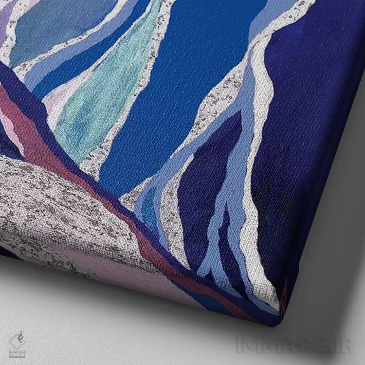 تابلو آخرین برف در کوههای آبی در حال ذوب شدن اثر بریت بردال نیلسن - نمای نزدیک بافت بوم