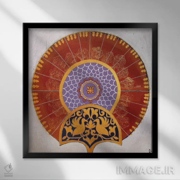 تابلو بادبزن هندی III اثر بریت بردال نیلسن - نمای قابدار مشکی