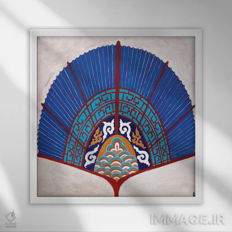 تابلو بادبزن چینی II اثر بریت بردال نیلسن - نمای قابدار سفید