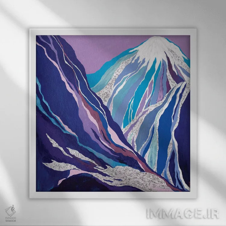 تابلو آخرین برف در کوههای آبی در حال ذوب شدن اثر بریت بردال نیلسن - نمای قابدار سفید