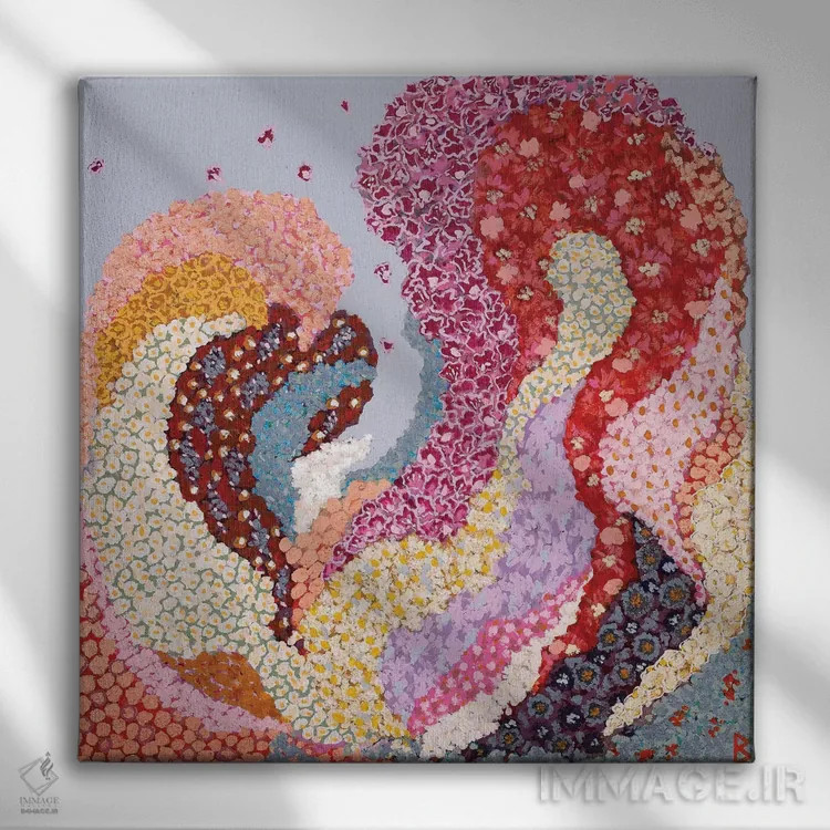 تابلو باغ خیالی مدیترانهای با گل کاغذی اثر بریت بردال نیلسن - نمای روبهرو روی دیوار