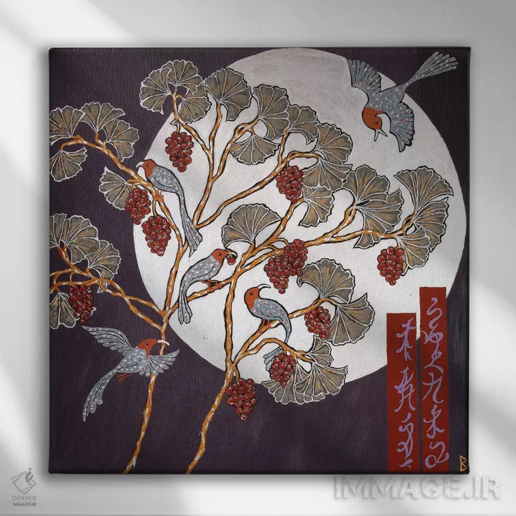 تابلو پرندگان ماه اثر بریت بردال نیلسن - نمای روبهرو روی دیوار