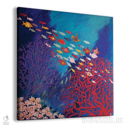 تابلو مرجانها و ماهیهای رنگارنگ اثر بریت بردال نیلسن - نمای پرسپکتیو محصول