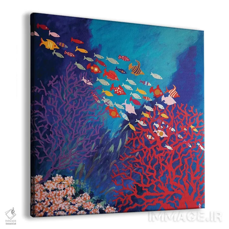 تابلو مرجانها و ماهیهای رنگارنگ اثر بریت بردال نیلسن - نمای پرسپکتیو محصول