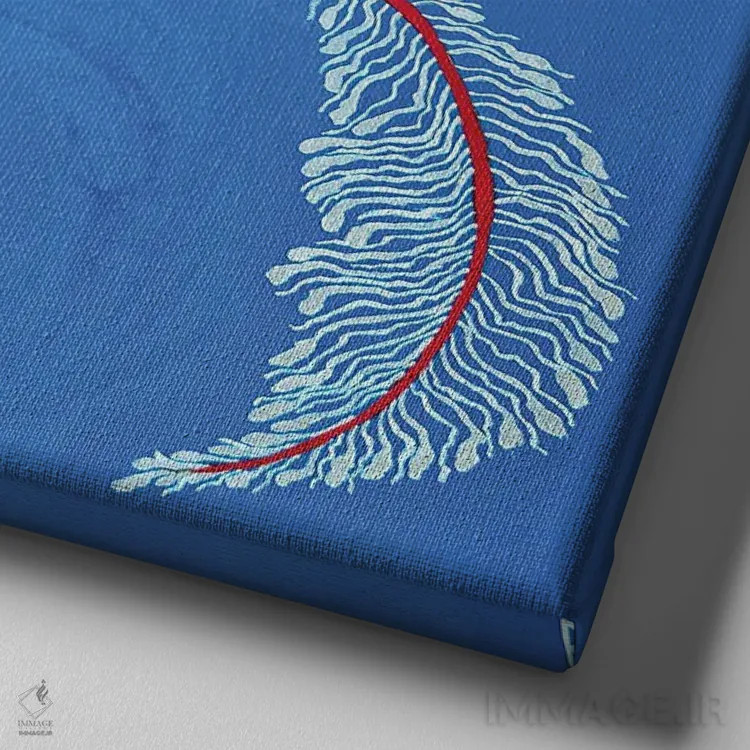 تابلو پرهایی که در آسمان شناورند اثر بریت بردال نیلسن - نمای نزدیک بافت بوم