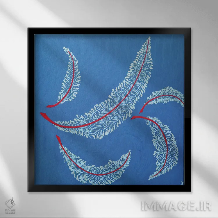 تابلو پرهایی که در آسمان شناورند اثر بریت بردال نیلسن - نمای قابدار مشکی