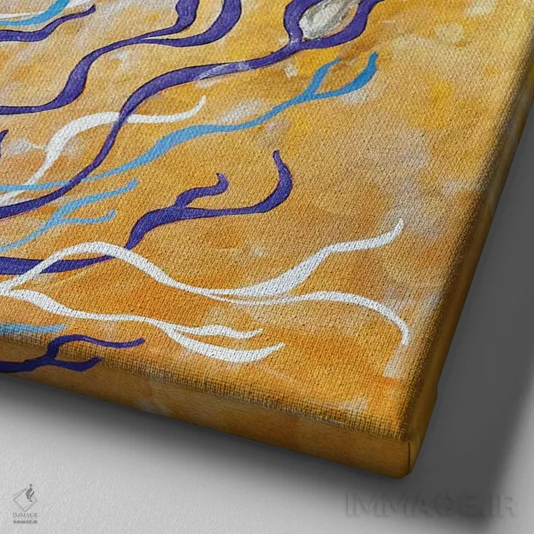 تابلو ققنوس آبی اثر بریت بردال نیلسن - نمای نزدیک بافت بوم