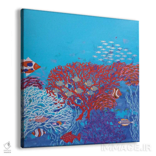 تابلو ماهیهای رنگارنگ در میان مرجانها اثر بریت بردال نیلسن - نمای پرسپکتیو محصول