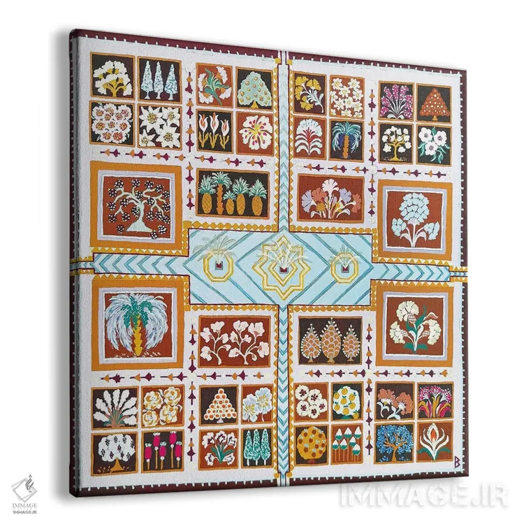 تابلو باغ ایرانی با سه فواره اثر بریت بردال نیلسن - نمای پرسپکتیو محصول