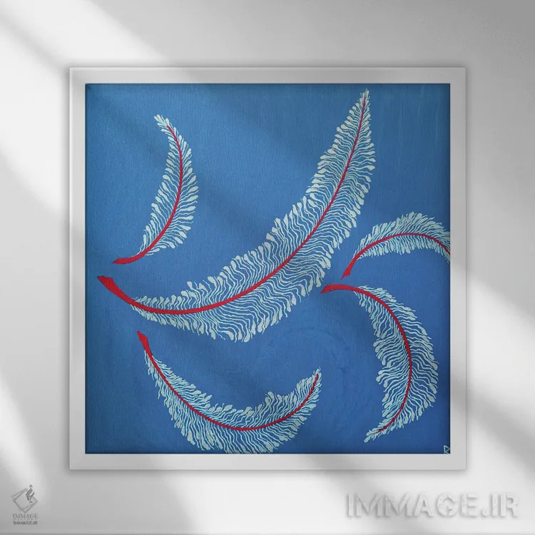 تابلو پرهایی که در آسمان شناورند اثر بریت بردال نیلسن - نمای قابدار سفید