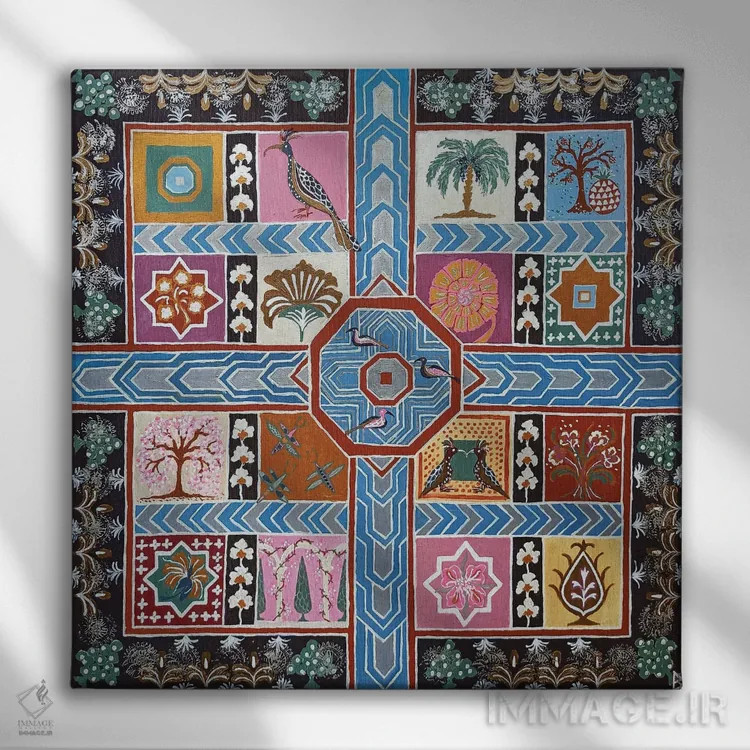 تابلو باغ ایرانی اثر بریت بردال نیلسن - نمای روبهرو روی دیوار