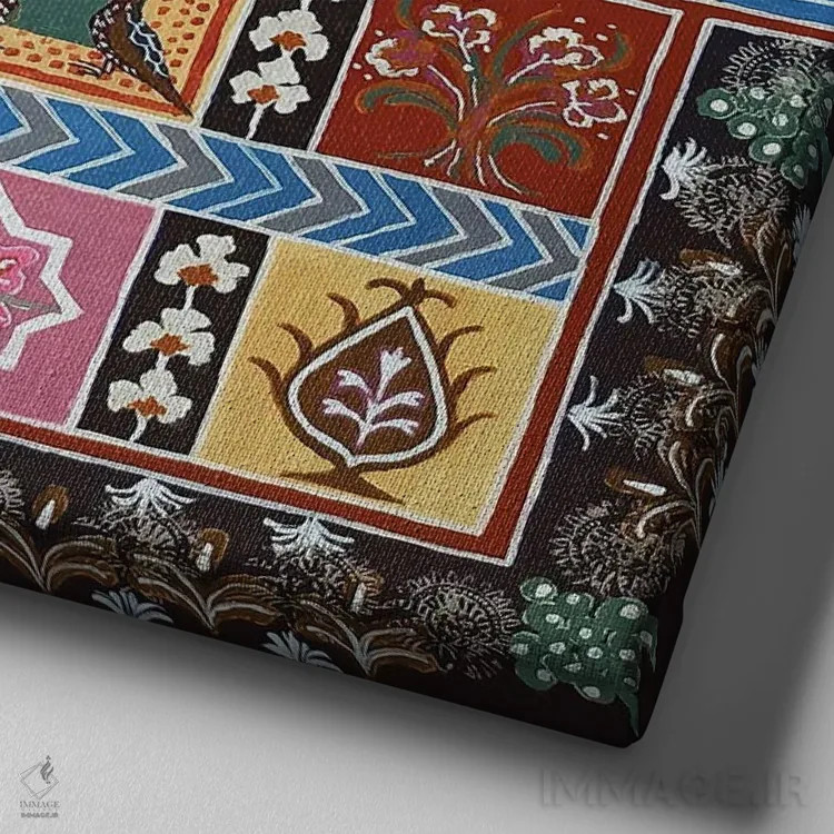 تابلو باغ ایرانی اثر بریت بردال نیلسن - نمای نزدیک بافت بوم